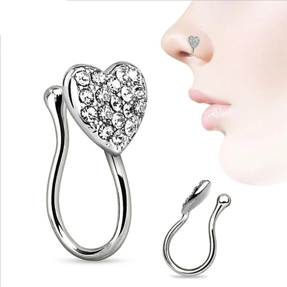 1Piece Heart With Gems Clip On Nose Ring Fake Non Piercing Septum Nose Clip Splint Crystal Nose Rings Hoop Body Jewelry
1Piece Heart With Gems Clip On Nose Ring Fake Non Piercing Septum Nose Clip Splint Crystal Nose Rings Hoop Body Jewelry