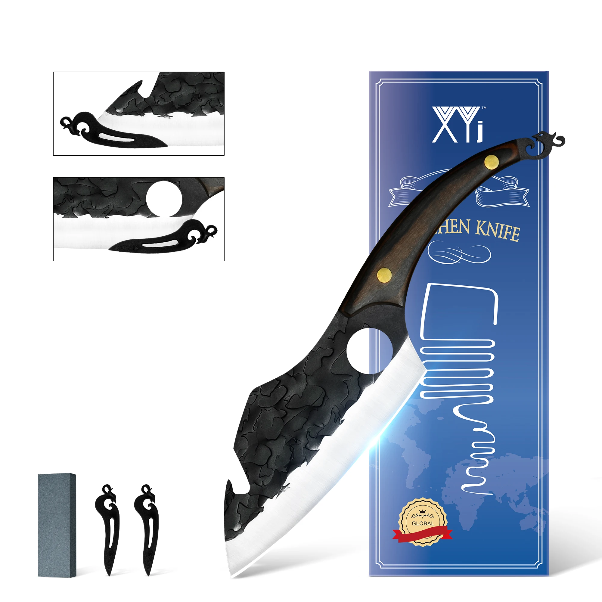 XYJ 6.5 Inch Razor Sharp Boning Knife Full Tang Wood Handle Hammered Blade Meat Slicer Poultry Vegetable Fish Cutting Knives
XYJ 6.5 Inch Razor Sharp Boning Knife Full Tang Wood Handle Hammered Blade Meat Slicer Poultry Vegetable Fish Cutting Knives