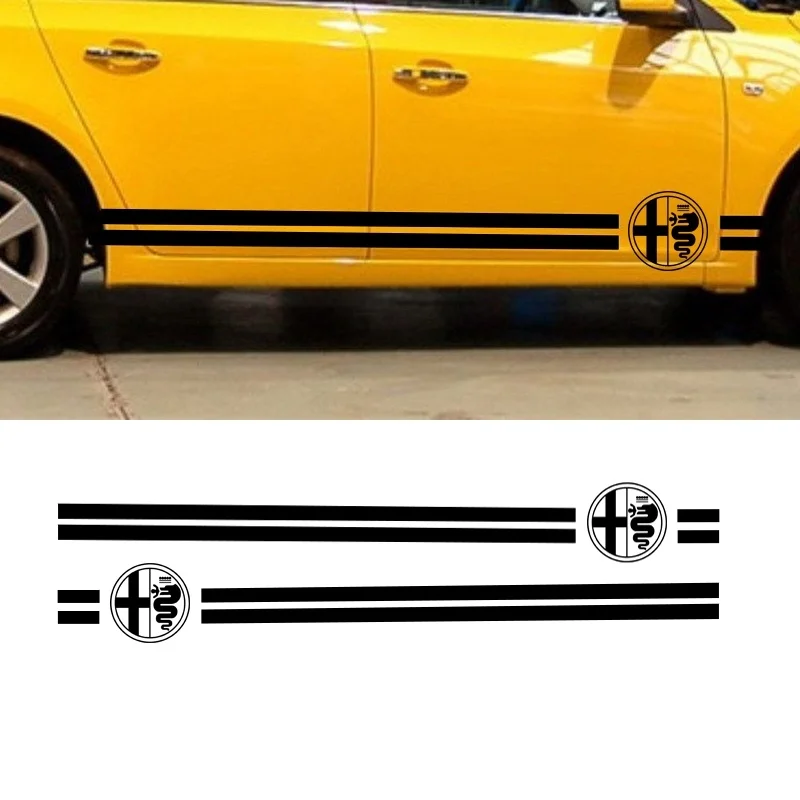 Для (1 пара/2 шт.) Автомобильные двухполосные гонки для Alfa Romeo виниловая наклейка боковые наклейки 
Для (1 пара/2 шт.) Автомобильные двухполосные гонки для Alfa Romeo виниловая наклейка боковые наклейки