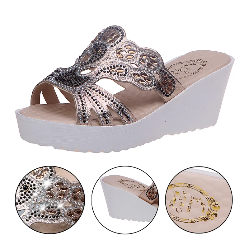 Women Wedge Slippers Pumps Bling High Heel Ladies Mules Golden Wedding Party Platform Shoes Wedges Women Slipper Non-Slip Slides
Women Wedge Slippers Pumps Bling High Heel Ladies Mules Golden Wedding Party Platform Shoes Wedges Women Slipper Non-Slip Slides
