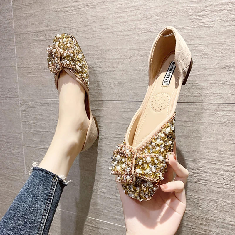 Square Toe All-Match Korean Shoes Shallow Mouth Crystal Elegant Casual Female Sneakers Pearl Decorateion Dress Flats Women Soft
Square Toe All-Match Korean Shoes Shallow Mouth Crystal Elegant Casual Female Sneakers Pearl Decorateion Dress Flats Women Soft