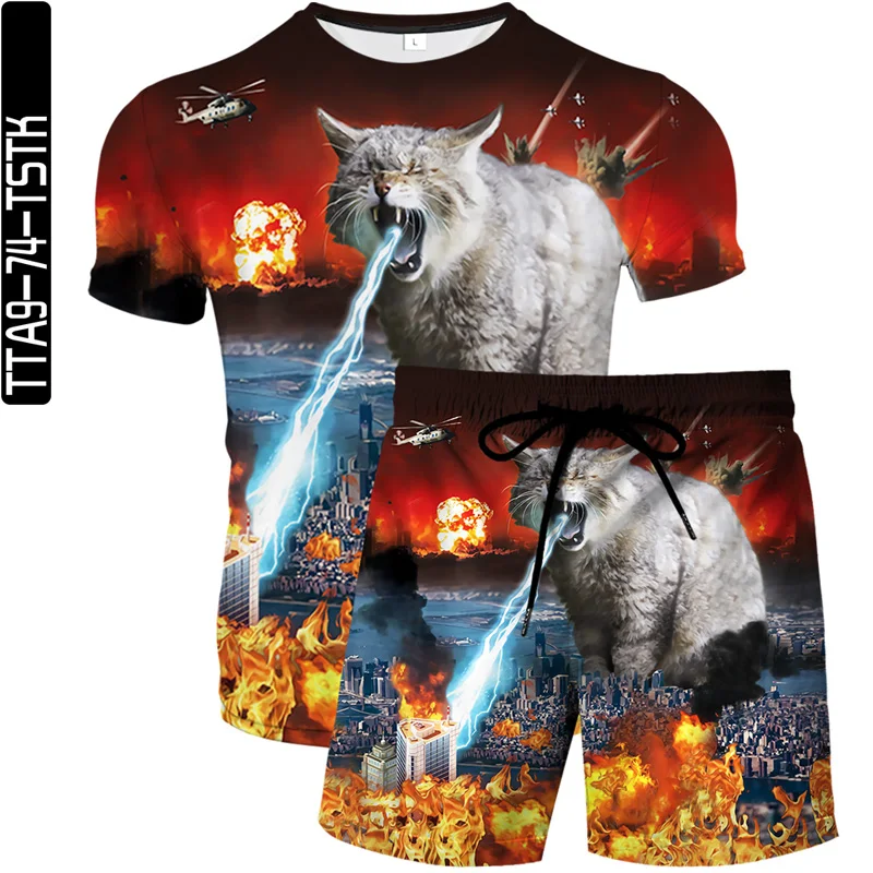 2021 summer new men's and women's 3D printed beach pants fashion trend boutique T-shirt two-piece pattern cat element pattern
2021 summer new men's and women's 3D printed beach pants fashion trend boutique T-shirt two-piece pattern cat element pattern