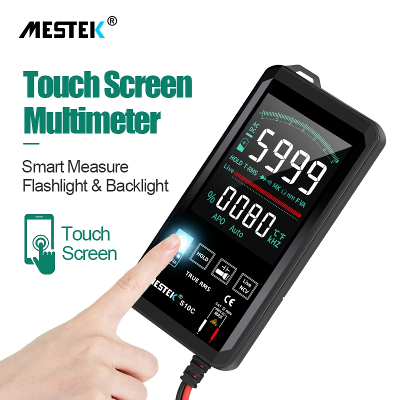 Mestek Multimeter S10 Touching Color Screen Ultra-thin Multimeter Voltage Frequency Capacitance Resistance Meter 6000 Counts Me
Mestek Multimeter S10 Touching Color Screen Ultra-thin Multimeter Voltage Frequency Capacitance Resistance Meter 6000 Counts Me