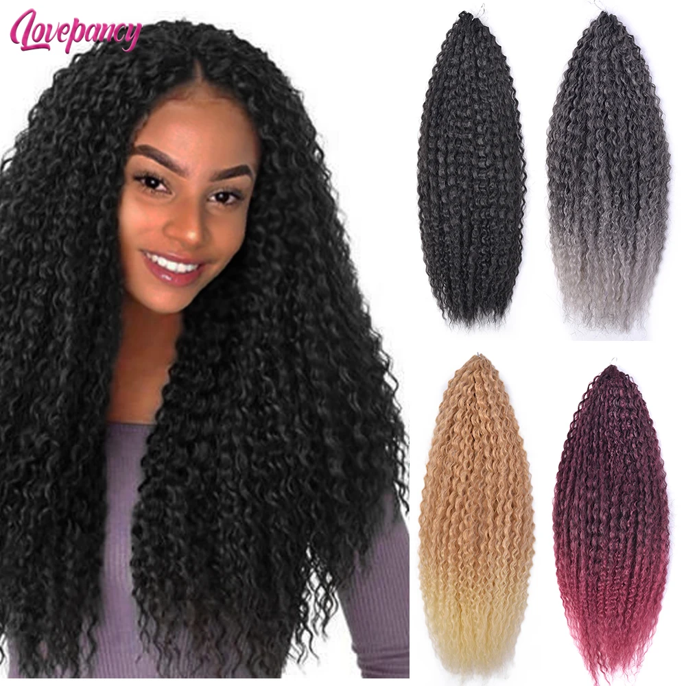 

20 Inch Afro Synthetic Crochet Hair Yaki Kinky Curly Soft Crochet Braiding Hair Extensions Ombre Bug Marly Hair For Black Women