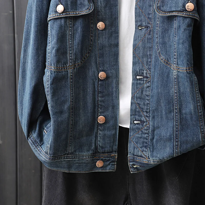 Retro Vintage 100% Cotton Washed Denim Jacket Outwear Big Loose Oversized Solid Blue Retro Vintage Casual Street B01042114
Retro Vintage 100% Cotton Washed Denim Jacket Outwear Big Loose Oversized Solid Blue Retro Vintage Casual Street B01042114