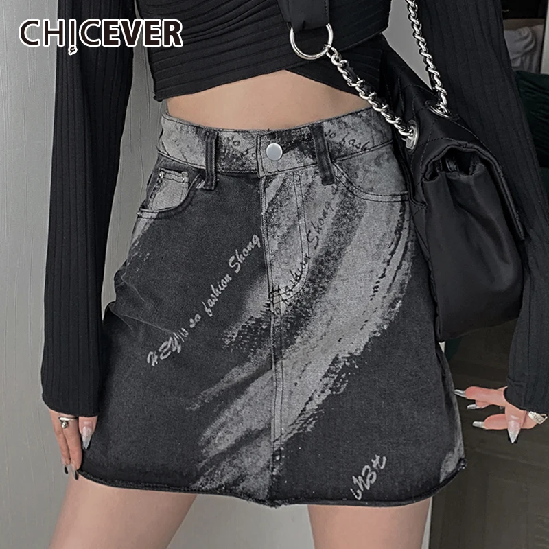CHICEVER Letter Tie Dye Denim Skirt For Women A Line High Waist Hit Color Vintage Skirts Female Fashion Summer New Clothing 2021
CHICEVER Letter Tie Dye Denim Skirt For Women A Line High Waist Hit Color Vintage Skirts Female Fashion Summer New Clothing 2021