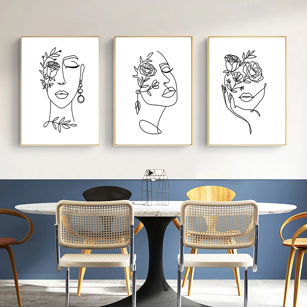 Elegant Women Face Illustration One Line Art with Flowers Minimalist Posters Prints Wall Pictures for Living Room Home Decor
Elegant Women Face Illustration One Line Art with Flowers Minimalist Posters Prints Wall Pictures for Living Room Home Decor