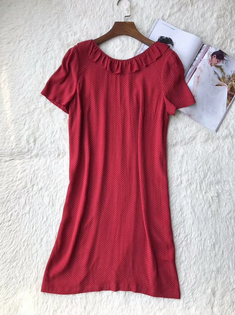 Polka Dot Short-sleeved Dress Neckline with Frill Lady Office Dress
Polka Dot Short-sleeved Dress Neckline with Frill Lady Office Dress