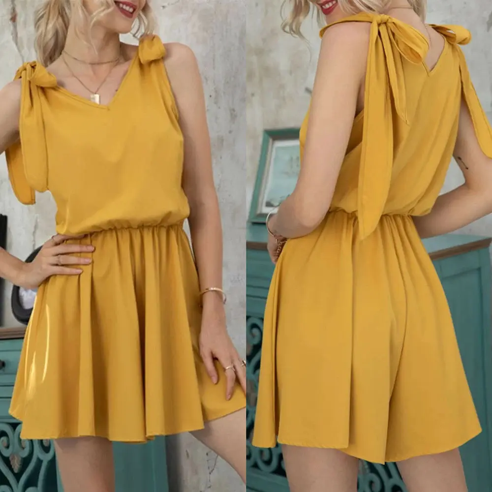 Rompers Womens Jumpsuit Shorts Summer Street Trend Solid Color Tie Bow Waist V-neck Sleeveless Wide Leg Jumpsuit
Rompers Womens Jumpsuit Shorts Summer Street Trend Solid Color Tie Bow Waist V-neck Sleeveless Wide Leg Jumpsuit