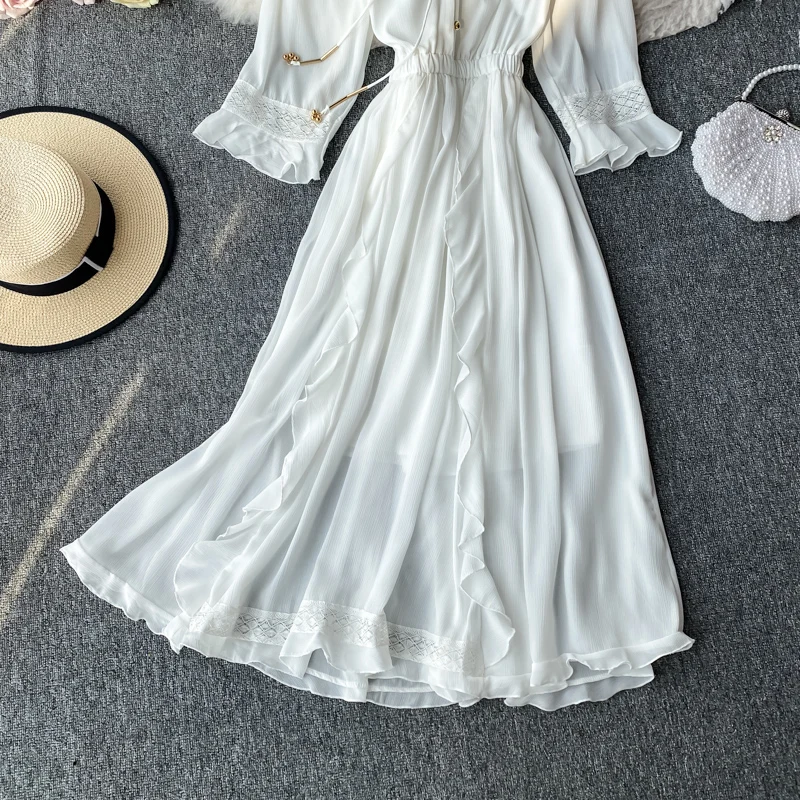 Vintage Beach Party Midi Dress Women White/Yellow Slash Neck Ruffle Off Shoulder Chiffon Dresses Female Autumn Fashion New 2021
Vintage Beach Party Midi Dress Women White/Yellow Slash Neck Ruffle Off Shoulder Chiffon Dresses Female Autumn Fashion New 2021