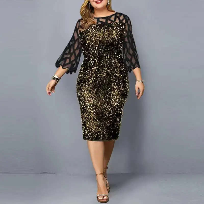 Fashion Sequin Plus Size Women's Dress 2022 Spring and Autumn Long-Sleeved Hollow Women's Dress Elegant Party Dresses
Fashion Sequin Plus Size Women's Dress 2022 Spring and Autumn Long-Sleeved Hollow Women's Dress Elegant Party Dresses
