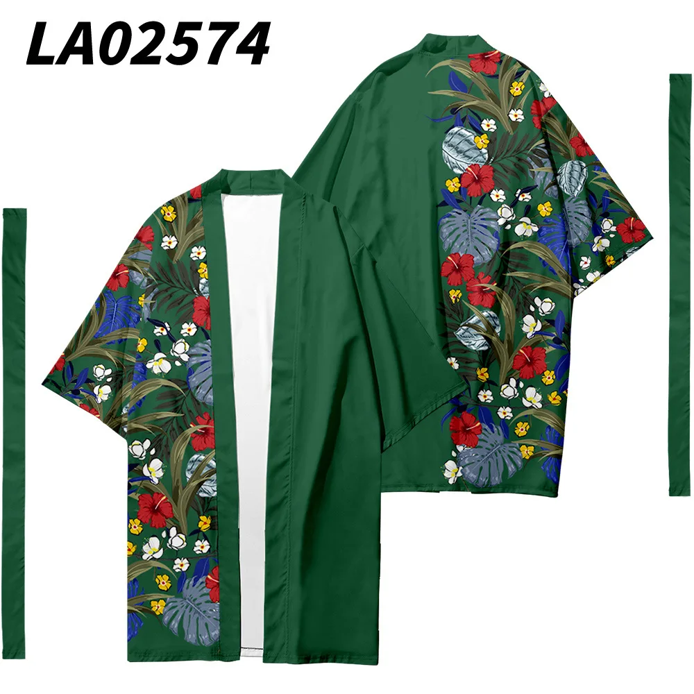 Japanese Green Floral Print Kimono With Belt Cardigan Summer Beach Sunscreen Men Women Shirt Yukata Haori Asian Costumes
Japanese Green Floral Print Kimono With Belt Cardigan Summer Beach Sunscreen Men Women Shirt Yukata Haori Asian Costumes