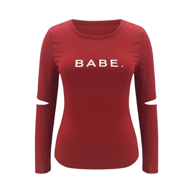 Sexy Letter Print Hollow Out Design Long Sleeve T-shirt Top Autumn New Women O-Neck Skinny Casual Slim Pullover For Streetwear
Sexy Letter Print Hollow Out Design Long Sleeve T-shirt Top Autumn New Women O-Neck Skinny Casual Slim Pullover For Streetwear