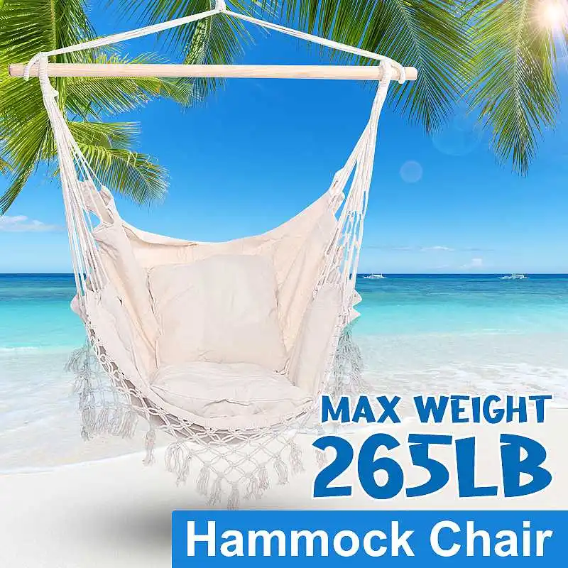 Indoor Outdoor Fringed Camping Hammock Swing Chair with pillows Garden Hanging Chair Travel For Child Adult 120kg Capacity
Indoor Outdoor Fringed Camping Hammock Swing Chair with pillows Garden Hanging Chair Travel For Child Adult 120kg Capacity