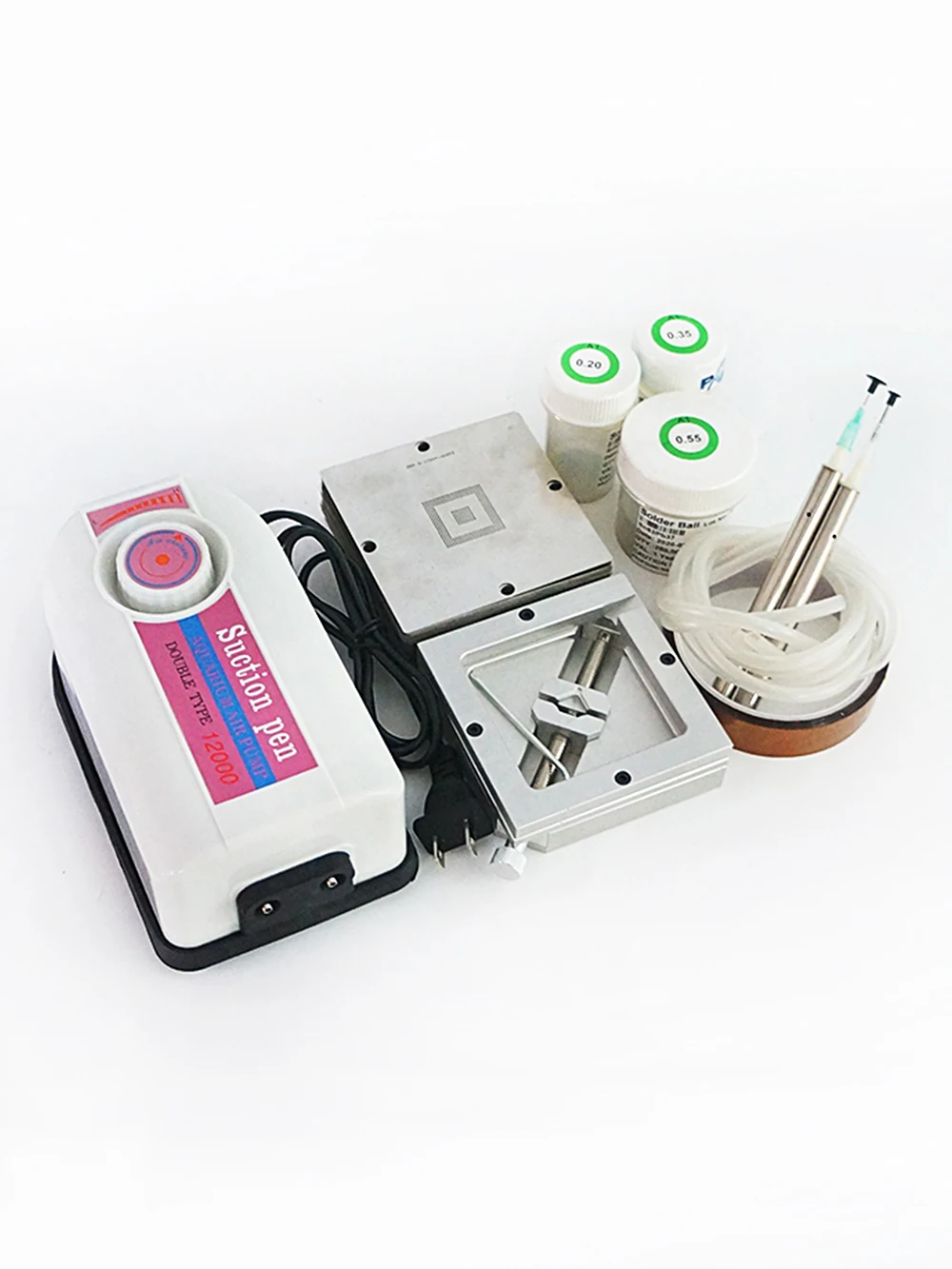 90MM reballing jig silvery BGA Reballing Station 184pcs Stencils Template Holder Foxture Jig 250K Leaded solder ball Vacuum pump
90MM reballing jig silvery BGA Reballing Station 184pcs Stencils Template Holder Foxture Jig 250K Leaded solder ball Vacuum pump