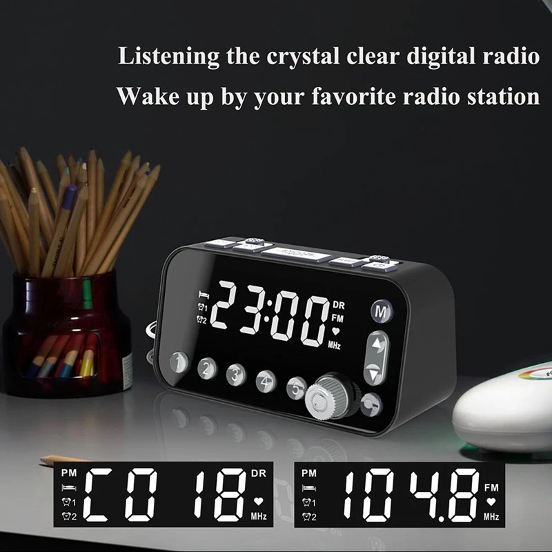 DAB Bedside Alarm Clock Radio Large Screen Dual Alarm Clock Dual USB Radio Sleep Timer FM Radio Clock
DAB Bedside Alarm Clock Radio Large Screen Dual Alarm Clock Dual USB Radio Sleep Timer FM Radio Clock