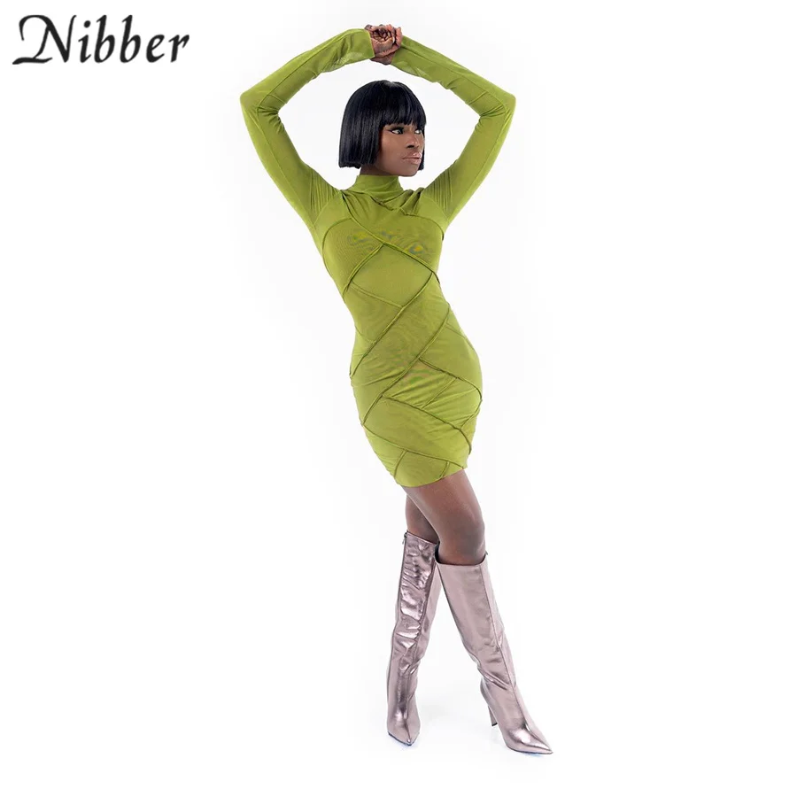 Nibber Autumn Y2K Solid O-neck Long Sleeve Mesh Patchwork Mini Dress Women Sexy Hollow Out Elegant Bodycon Party Clubwear
Nibber Autumn Y2K Solid O-neck Long Sleeve Mesh Patchwork Mini Dress Women Sexy Hollow Out Elegant Bodycon Party Clubwear