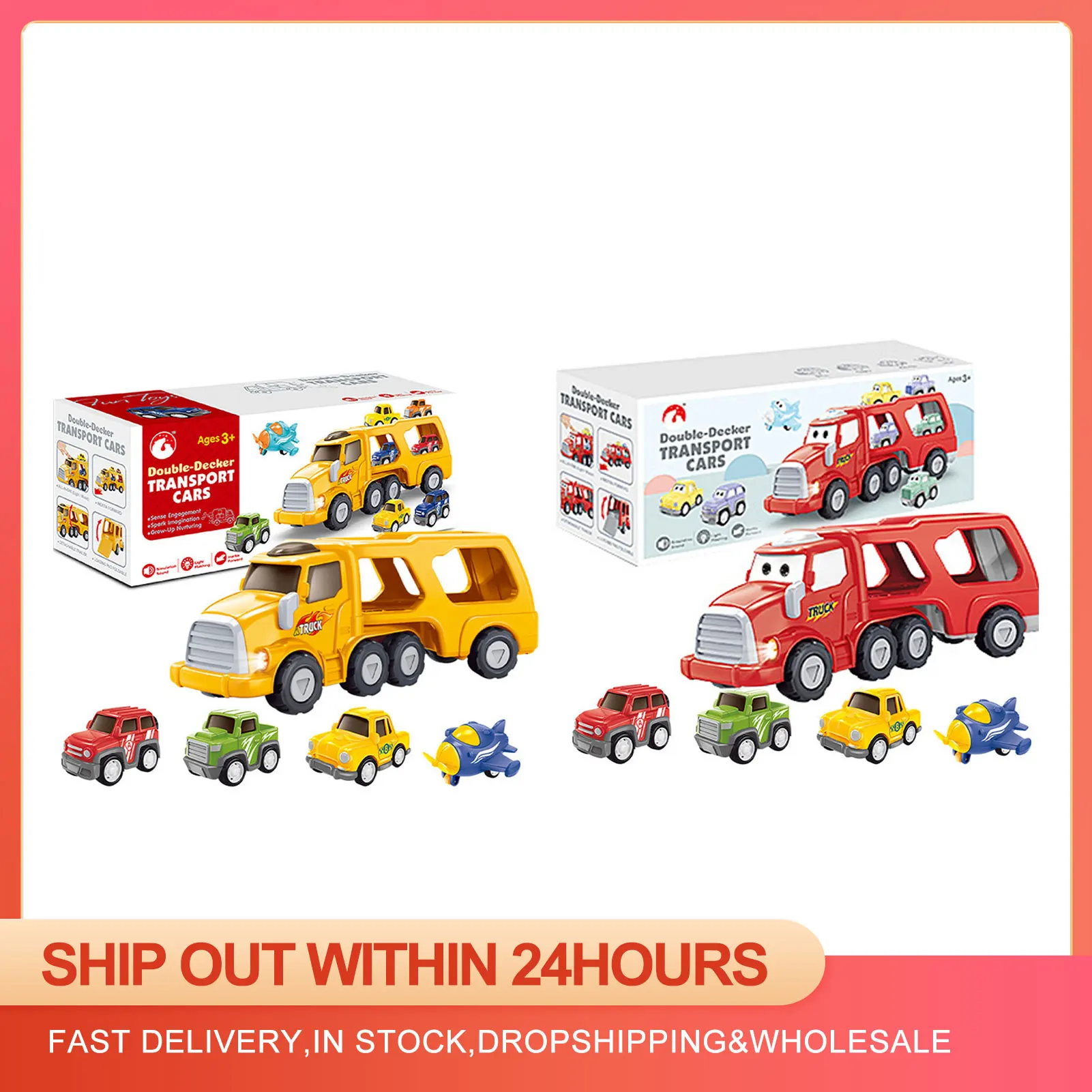 5-in-1 Friction Power Carrier Truck Carrier Truck Transport Car Play Vehicles Toys With Mini Cartoon Taxi/Airplane Carrier Truck
5-in-1 Friction Power Carrier Truck Carrier Truck Transport Car Play Vehicles Toys With Mini Cartoon Taxi/Airplane Carrier Truck