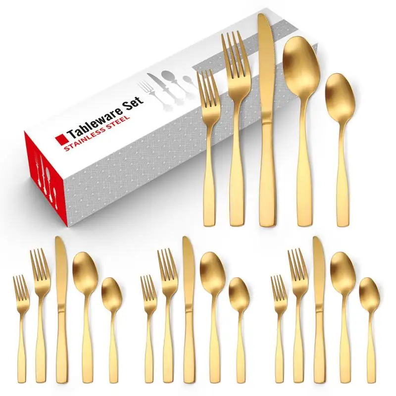 20PCS Table Cutlery Silver Gold Dinnerware Set Cutlery Set Stainless Steel Coffee Spoons Knife Fork Cutlery Set Tableware Set
20PCS Table Cutlery Silver Gold Dinnerware Set Cutlery Set Stainless Steel Coffee Spoons Knife Fork Cutlery Set Tableware Set