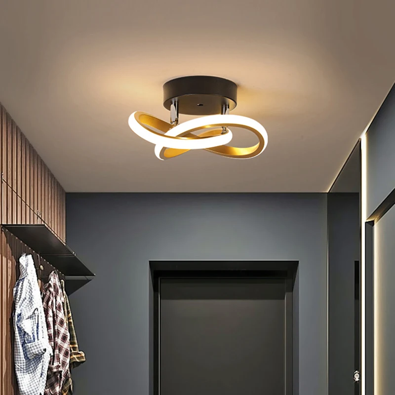 

Современные потолочные светильники золотого, черного, белого цветов в форме прохода, лампа для дома, коридора, канальная потолочная лампа, скандинавский потолочный светильник для фойе