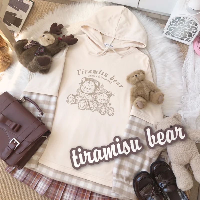 2020 New Autumn Winter Girl Hooded Soft Sister Splice Plaid Long Sleeve Pullover Hoodies Women Tiramisu Bear Print Loose Hoody
2020 New Autumn Winter Girl Hooded Soft Sister Splice Plaid Long Sleeve Pullover Hoodies Women Tiramisu Bear Print Loose Hoody