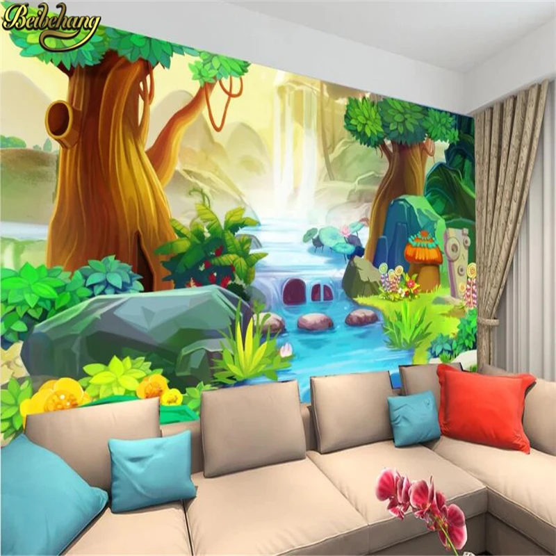 

beibehang custom 3D Cartoon fantasy forest river photo mural wallpapers for living room TV background wallpaper for wall paper
