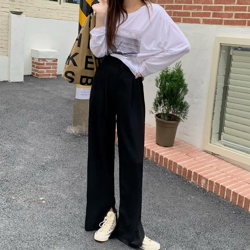 2021 Spring Skinny Long Split Suit Pants Bottoms Women Elegant Black Trousers High Waist Office Lady Pentalon Femme Flare Loose
2021 Spring Skinny Long Split Suit Pants Bottoms Women Elegant Black Trousers High Waist Office Lady Pentalon Femme Flare Loose
