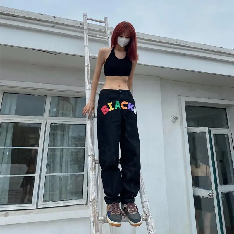 Jeans woman Cool black Colorful Stars Printed Straight jeans Dancer pants denim Hip Hop Unisex body feminino jeans NZ98
Jeans woman Cool black Colorful Stars Printed Straight jeans Dancer pants denim Hip Hop Unisex body feminino jeans NZ98