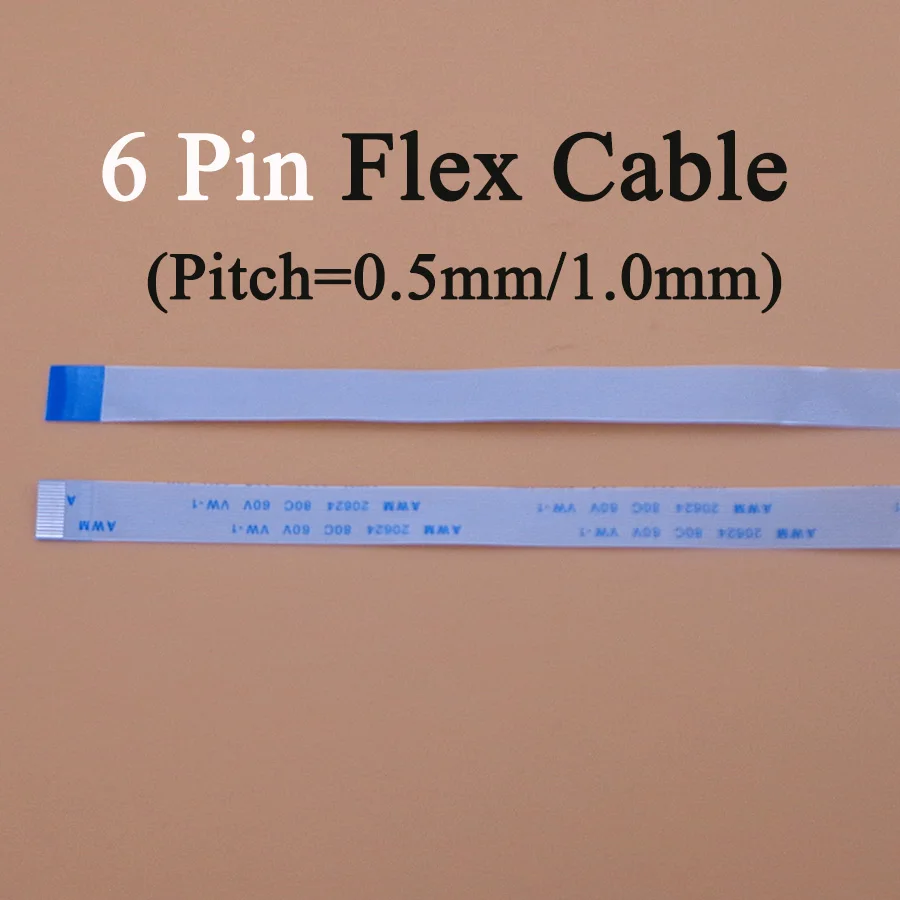 

Гибкий плоский кабель FPC 6P /FFC, шаг 0,5 мм/1,0 мм, 6-контактный Тип A/B, длина 50 мм, 80 мм, 100 мм, 120 мм, 150 мм, 200 мм, 250 мм, 300 мм, 2 шт.