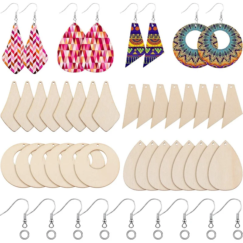 120 Pieces Wood Earring Pendant Unfinished Wooden Blanks with 120 Earring Hooks for Earrings Jewelry DIY Craft Making
120 Pieces Wood Earring Pendant Unfinished Wooden Blanks with 120 Earring Hooks for Earrings Jewelry DIY Craft Making