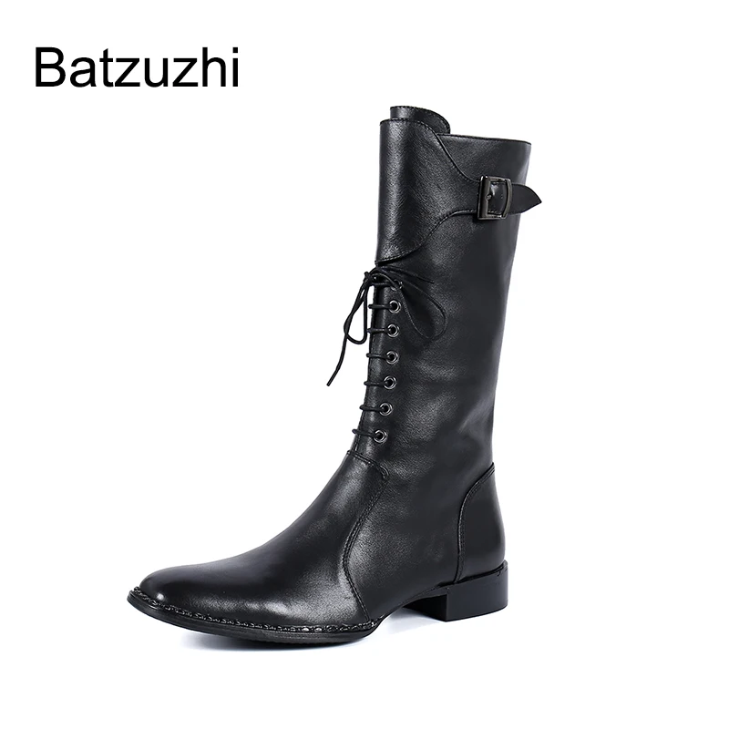 Batzuzhi Western Cowboy Men's Boots Pointed Toe Black Genuine Leather Medium Calf Boots Men Motorcycle Lace-up Buckles, EU38-46
Batzuzhi Western Cowboy Men's Boots Pointed Toe Black Genuine Leather Medium Calf Boots Men Motorcycle Lace-up Buckles, EU38-46