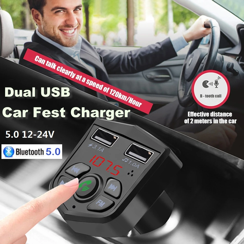 12V 24V Dual USB Wireless Car Fast Charger With FM Transmitter Bluetooth Compatible Port Auto MP3 Player With Mic LED Voltmeter
12V 24V Dual USB Wireless Car Fast Charger With FM Transmitter Bluetooth Compatible Port Auto MP3 Player With Mic LED Voltmeter