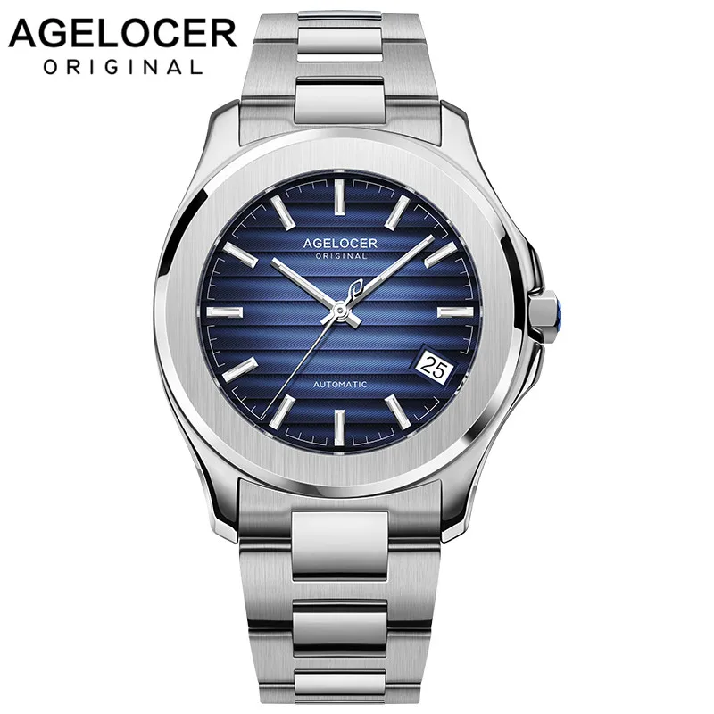 

AGELOCER Baikal Swiss Classic Blue Dial Luxury Men Self-winding Automatic Watches Power Reserve 80H Waterproof Mechanical Watch