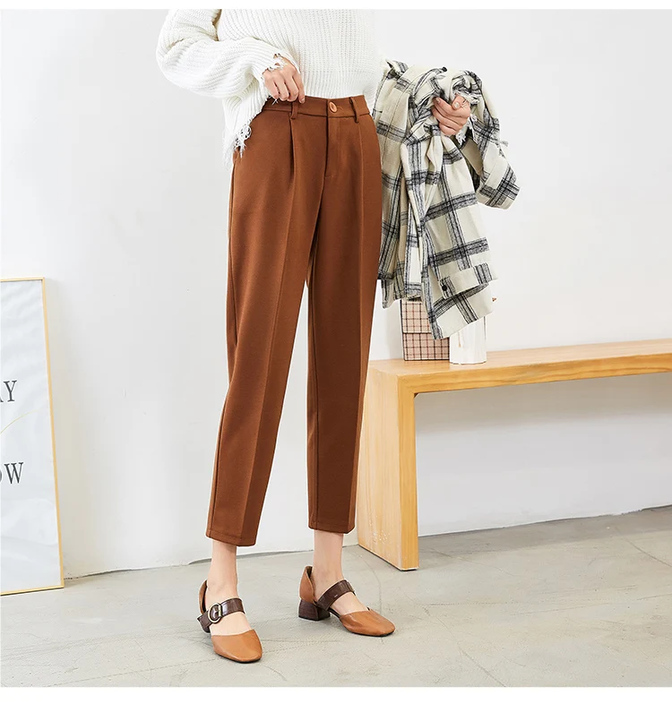 2020 Winter Woolen Pants women High Elastic Waist Harem Elegant Trousers Female Autumn Warm Thick Ankle-Length Pants
2020 Winter Woolen Pants women High Elastic Waist Harem Elegant Trousers Female Autumn Warm Thick Ankle-Length Pants