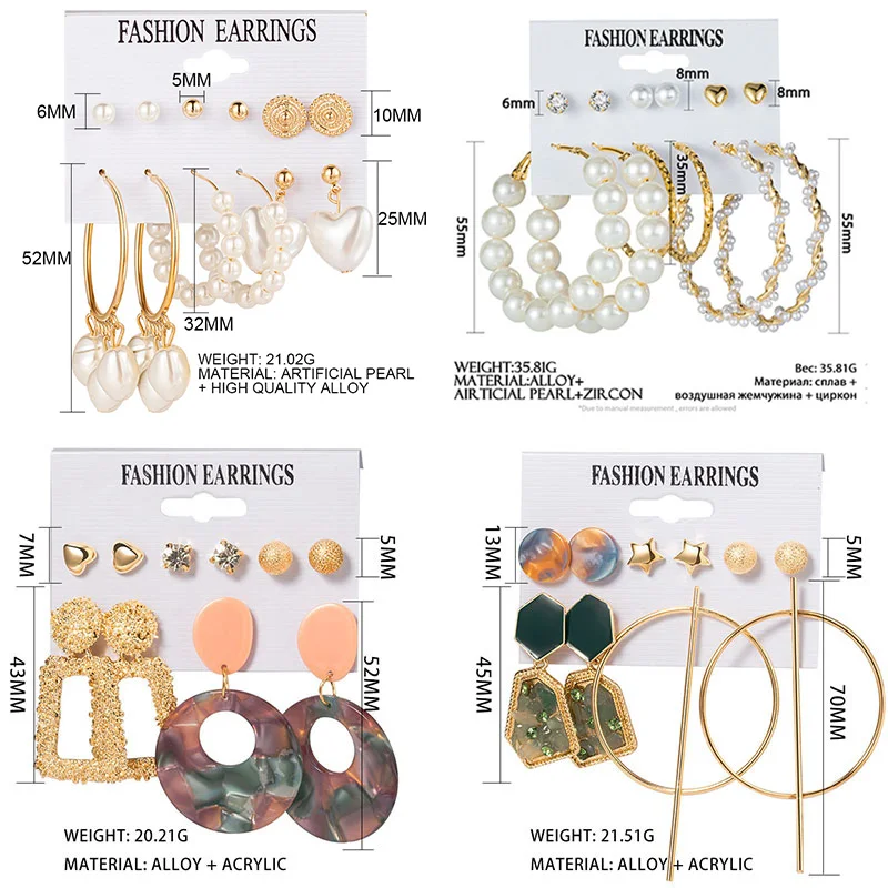 Fashion Women's Pearl Stud Earrings for Women Vintage New Bohemian Geometric Acrylic Tassel Drop Earring 2020 Set Female Jewelry
Fashion Women's Pearl Stud Earrings for Women Vintage New Bohemian Geometric Acrylic Tassel Drop Earring 2020 Set Female Jewelry