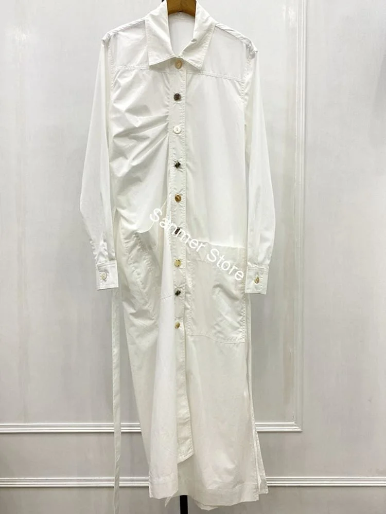 Two Color Women Midi Dress Long Sleeve Cotton Single Breasted Turn-down Collar Lace-up Simple Autumn Lady Dress with Sashes
Two Color Women Midi Dress Long Sleeve Cotton Single Breasted Turn-down Collar Lace-up Simple Autumn Lady Dress with Sashes