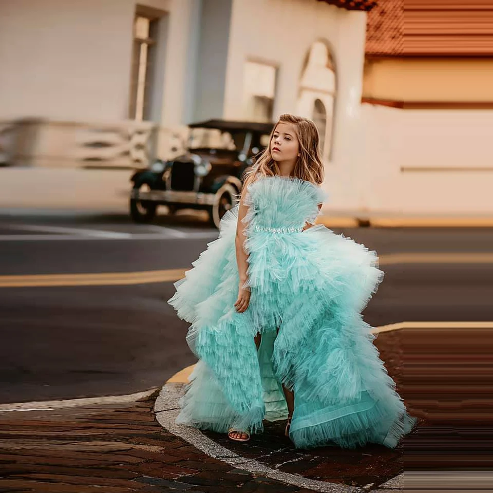 Extra Puffy Princess Hi Low Flower Girls Pleated Ruffled Dresses Kids High End Ruffles Tulle Long Prom Gowns Real Images
Extra Puffy Princess Hi Low Flower Girls Pleated Ruffled Dresses Kids High End Ruffles Tulle Long Prom Gowns Real Images