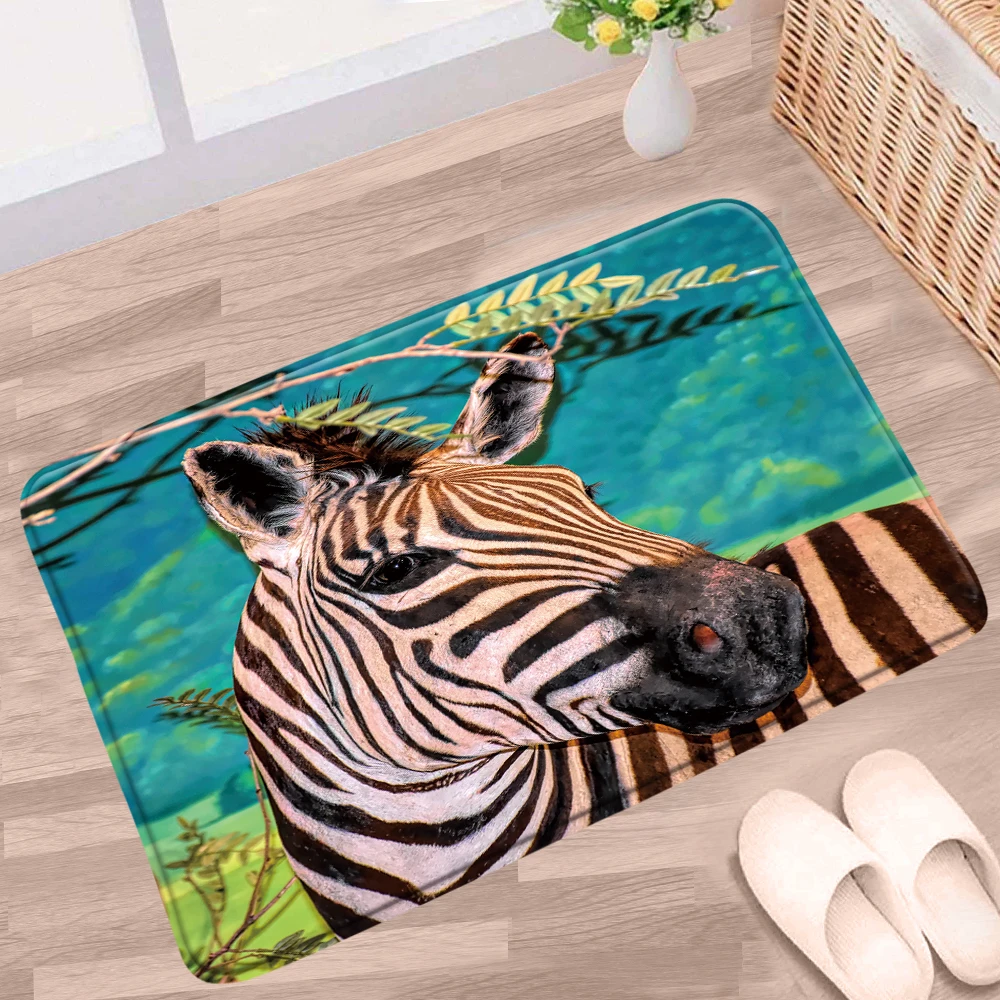 Zebra Bathroom Mat Forest Green Plants Black White Stripes Animal Cartoon Non-slip Rugs Flannel Home Bath Kitchen Doorway Carpet
Zebra Bathroom Mat Forest Green Plants Black White Stripes Animal Cartoon Non-slip Rugs Flannel Home Bath Kitchen Doorway Carpet
