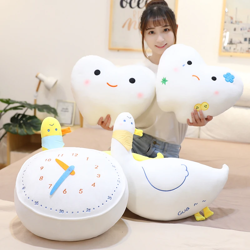 

40/50CM Cute Love Your Teeth Plush Toys Lovely Duck Tooth Decay Clock Pillow Stuffed Soft Cushion for Kids Baby Habit Gifts