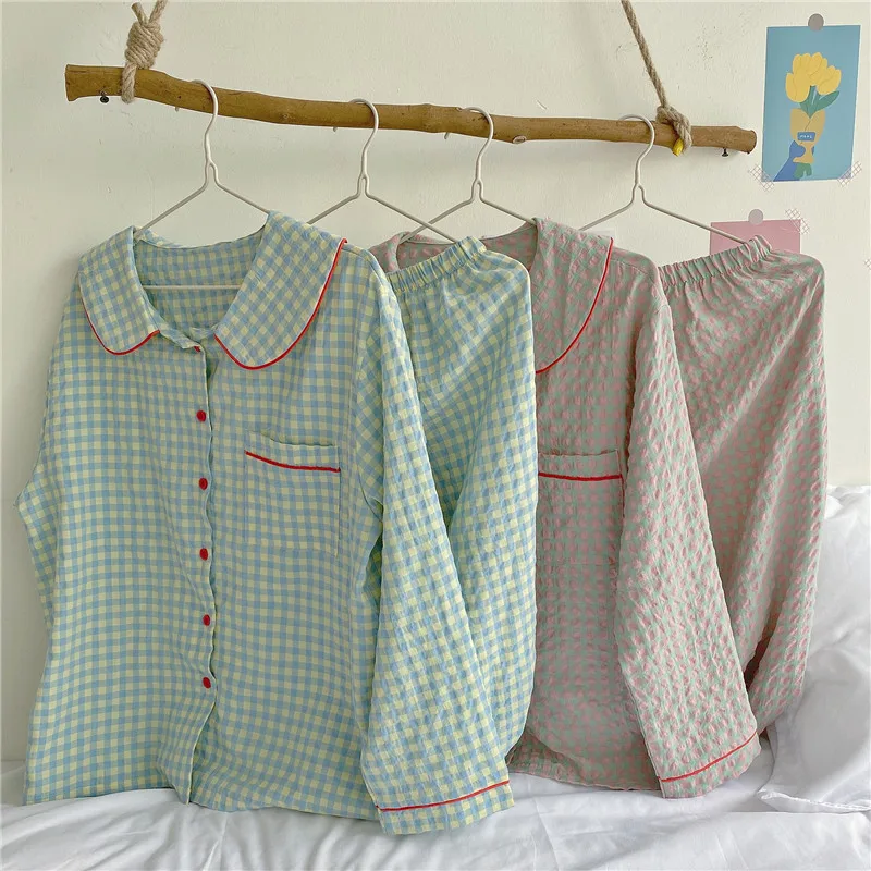ChunShang 2021 Autumn Hot Sale Plaid Sleepwear Casual Pajamas Chic Thin Women Geometric New Comfortable Loose Pajamas Sets
ChunShang 2021 Autumn Hot Sale Plaid Sleepwear Casual Pajamas Chic Thin Women Geometric New Comfortable Loose Pajamas Sets