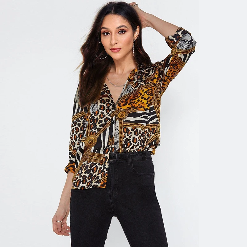 Ladies Print Lapel Fashion Shirt Leopard print shirt Women Blouses Sexy Leopard Blouse Shirt Long Sleeve Shirt
Ladies Print Lapel Fashion Shirt Leopard print shirt Women Blouses Sexy Leopard Blouse Shirt Long Sleeve Shirt