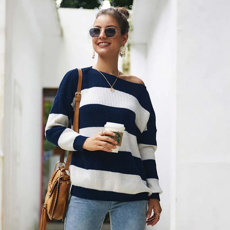 2020 Autumn Winter Striped Sweater Women Jumper Ladies Off Shoulder Warm Knitted Sweater Ladies Long Sleeve Thick Pullover Women
2020 Autumn Winter Striped Sweater Women Jumper Ladies Off Shoulder Warm Knitted Sweater Ladies Long Sleeve Thick Pullover Women