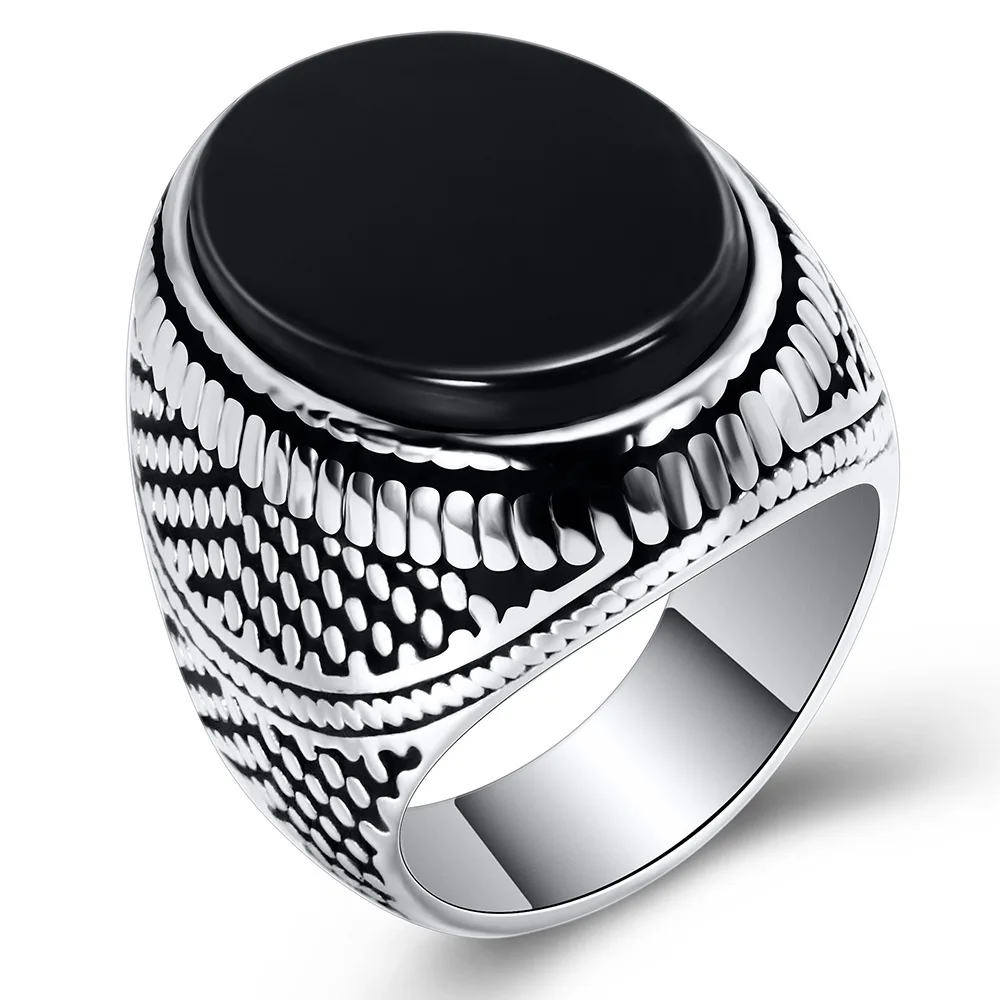 Retro Turkey Jewelry Vintage Men's Stainless Steel Pattern Ring Inlaid Black Zircon Party Punk Motor Biker Rings Jewelry
Retro Turkey Jewelry Vintage Men's Stainless Steel Pattern Ring Inlaid Black Zircon Party Punk Motor Biker Rings Jewelry