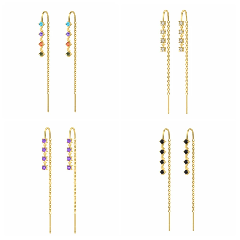 Canner 925 Sterling Silver Earrings Line Tassel Rainbow Crystal Stud Earrings With Charm Jewelry For Women Pendientes Mujer
Canner 925 Sterling Silver Earrings Line Tassel Rainbow Crystal Stud Earrings With Charm Jewelry For Women Pendientes Mujer