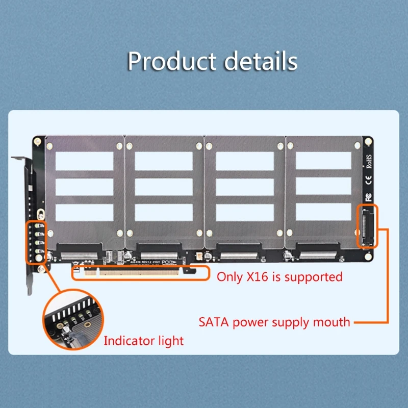 

F19E PCI-E Riser Adapter 3.0, 4X, X16 to U2, SFF-8639, NVMe, PCIe, SSD, PCI-e to U2, M.2 2.5" SSD to PCI-E X16