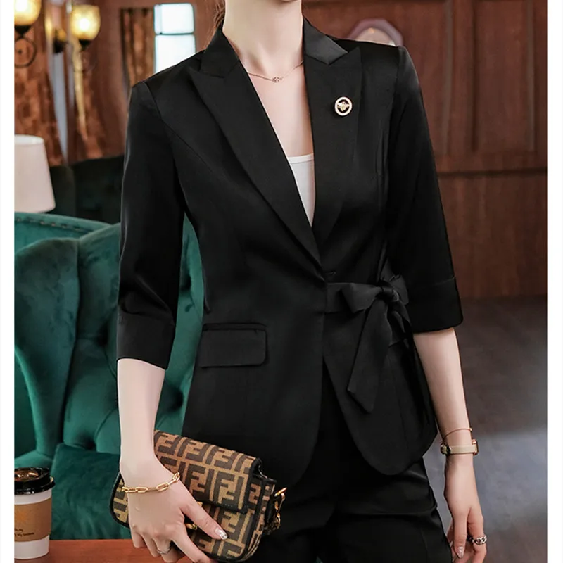 Slim Short Sleeve Black Blazer Office Clothes Summer Set For Women Green Fashion Oversize Business Suit Elegant Pink Jacket Coat
Slim Short Sleeve Black Blazer Office Clothes Summer Set For Women Green Fashion Oversize Business Suit Elegant Pink Jacket Coat
