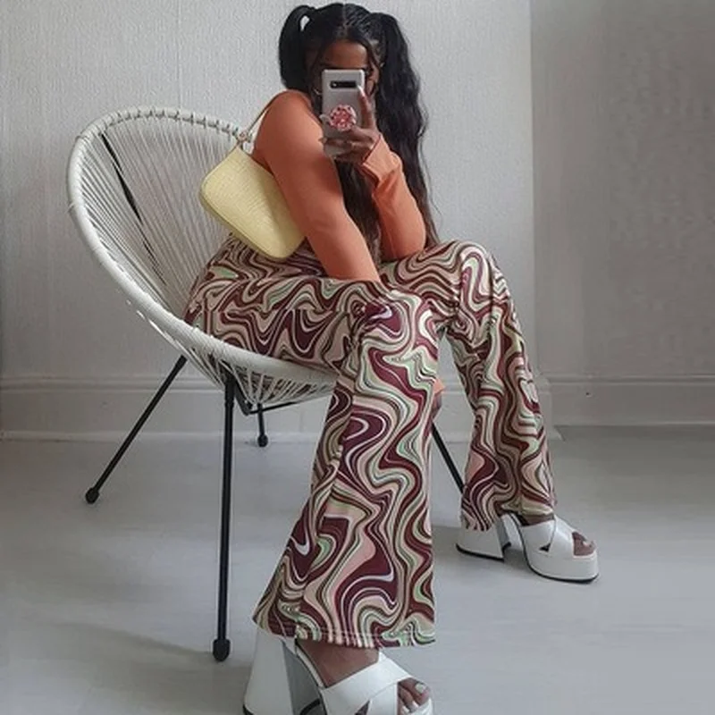 WeiYao Summer Fashion Casual Pants Womens 2021 New Striped Slim Y2K Flare Pants All-match Female Casual Streetwears Hot 
WeiYao Summer Fashion Casual Pants Womens 2021 New Striped Slim Y2K Flare Pants All-match Female Casual Streetwears Hot