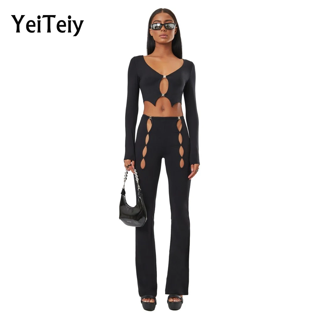 Yeiteiy Ladies Two-Piece Spring Autumn Round Neck Long-Sleeved Short Top Hollow Slim Pencil Pants Sexy High Street Hipster
Yeiteiy Ladies Two-Piece Spring Autumn Round Neck Long-Sleeved Short Top Hollow Slim Pencil Pants Sexy High Street Hipster