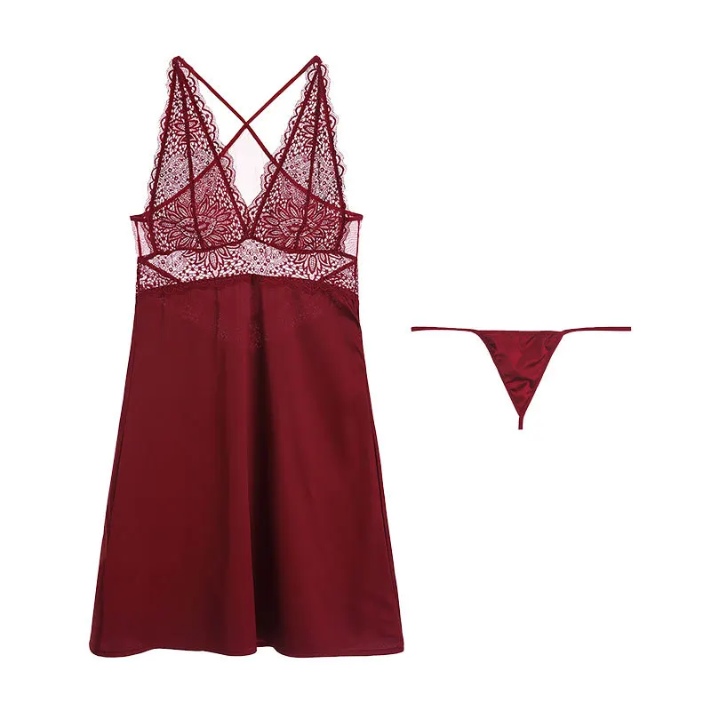 Female Fashion Sexy Lingerie Set Lace V-Neck Temptation Sleeveless Satin Sleepwear Backless Romantic Sexy Lingerie Nightdress
Female Fashion Sexy Lingerie Set Lace V-Neck Temptation Sleeveless Satin Sleepwear Backless Romantic Sexy Lingerie Nightdress