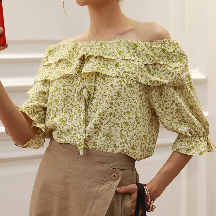 2021 new Women's fashion one shoulder Summer Shirt Short Sleeve Chiffon shirt Floral Top
2021 new Women's fashion one shoulder Summer Shirt Short Sleeve Chiffon shirt Floral Top